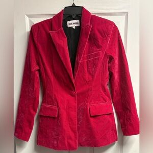 Steve Madden Hot Pink Velvet One Button Blazer Size XS